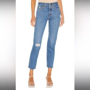 Levi’s Wedgie Icon in Athens Hera Slim Fit Distressed Raw Hem Button Fly Size 25